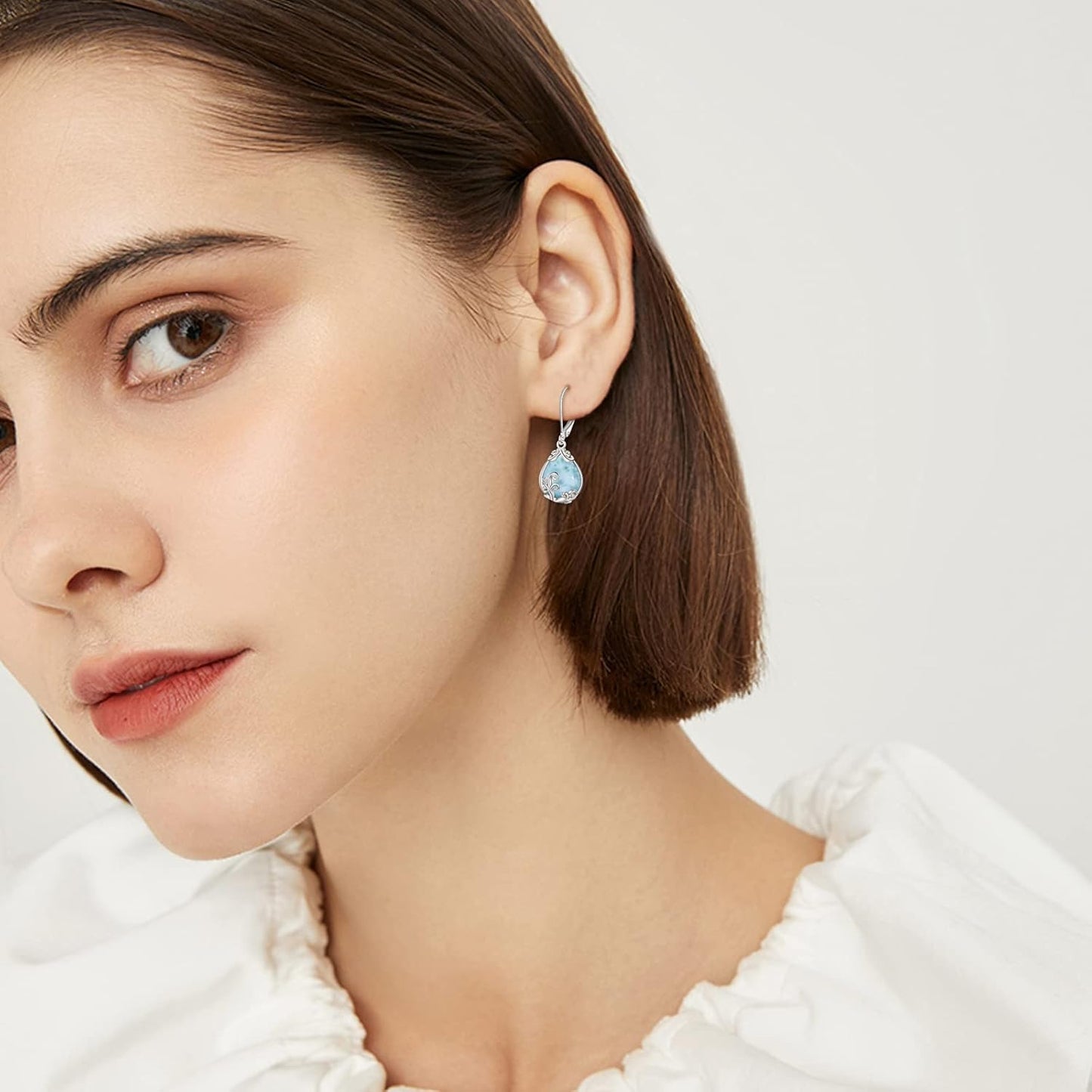 POPLYKE Celtic Moonstone Filigree Teardrop Drop Dangle Earrings Sterling Silver Leverback Earrings Jewelry